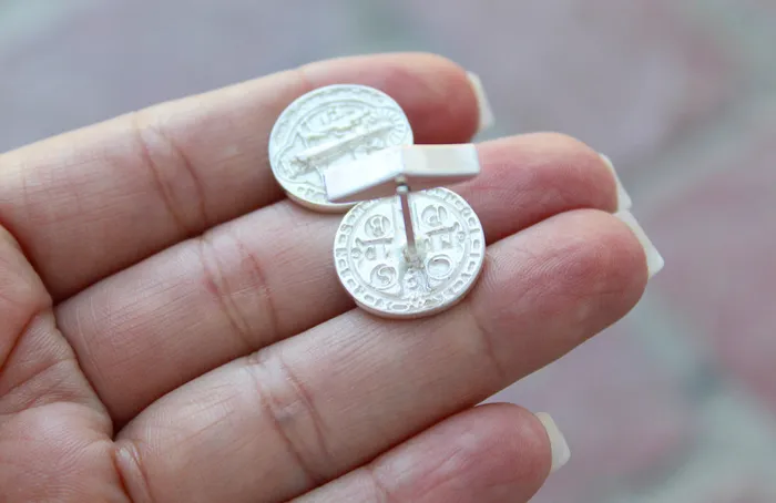 Earrings TheLittleCatholic St Benedict Cufflinks in Silver