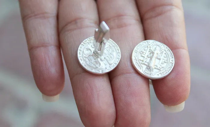 Earrings TheLittleCatholic St Benedict Cufflinks in Silver