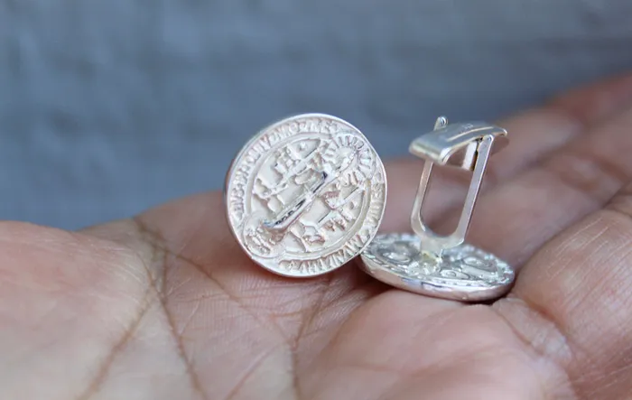 Earrings TheLittleCatholic St Benedict Cufflinks in Silver