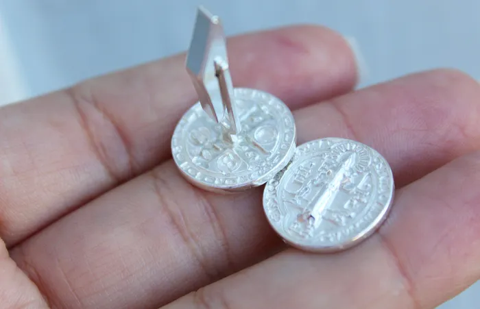 Earrings TheLittleCatholic St Benedict Cufflinks in Silver