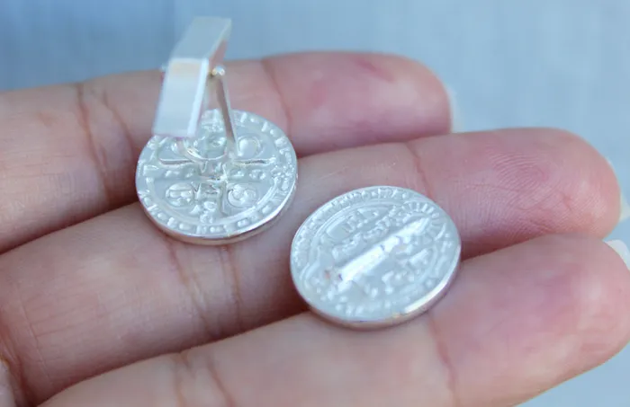 Earrings TheLittleCatholic St Benedict Cufflinks in Silver
