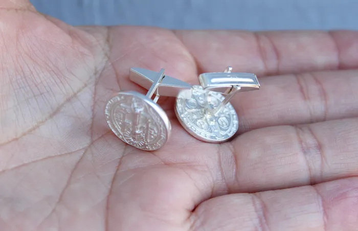 Earrings TheLittleCatholic St Benedict Cufflinks in Silver