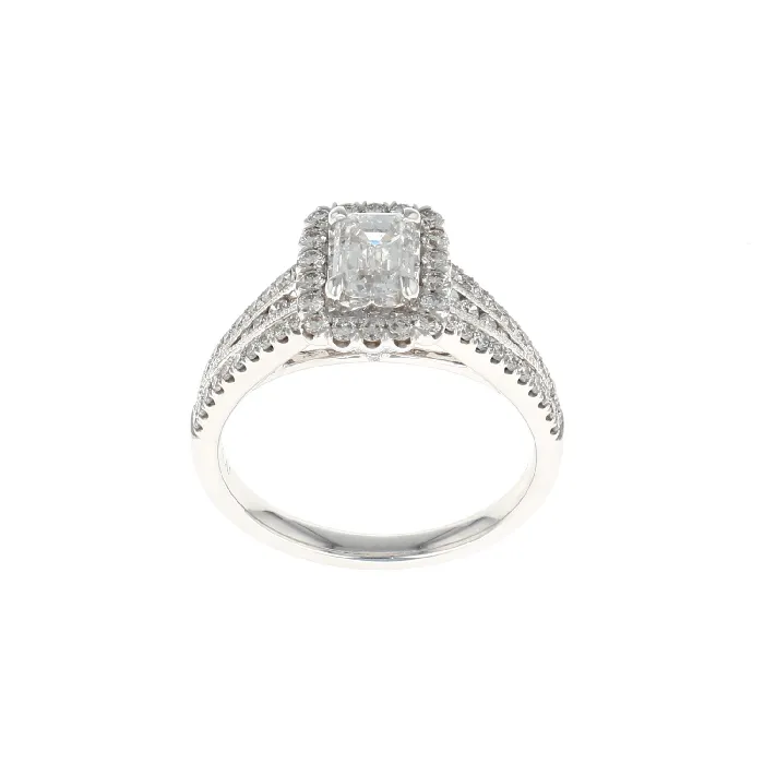 Emerald Cut Halo Complete Engagement Ring 131CTW Shop IDC estore Rings