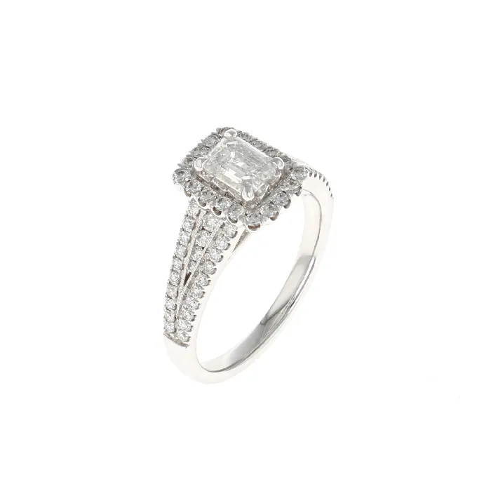 Emerald Cut Halo Complete Engagement Ring 131CTW Shop IDC estore Rings