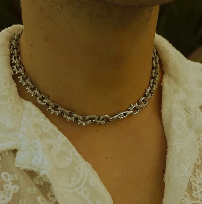 Fashion Jewelry by Yordy Necklaces Silver Spikes Necklace