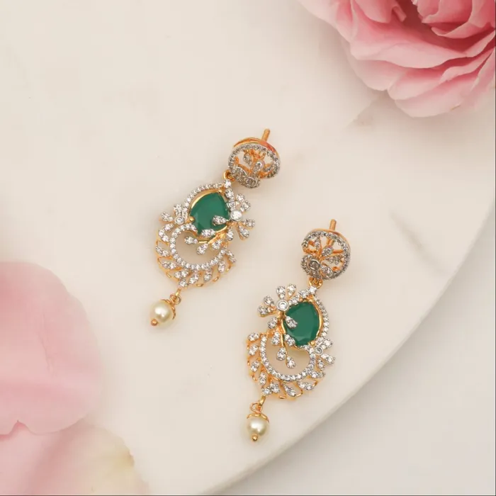 Floral CZ Silver Drop Earrings SILVER Earrings