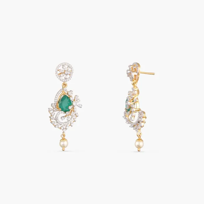 Floral CZ Silver Drop Earrings SILVER Earrings