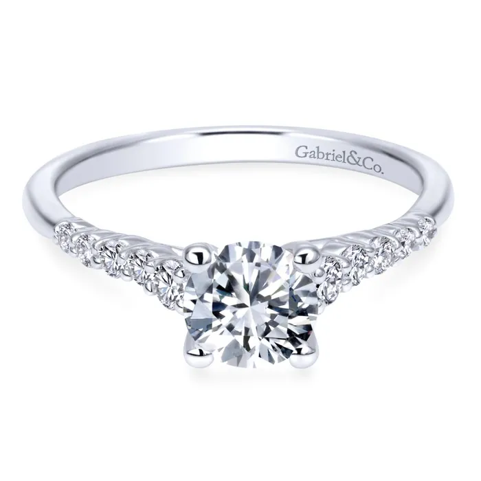 Gabriel Bridal Collection White Gold Diamond Accent Graduating Diamonds with Straight Shank Engagement Ring 026 ctw International Diamond Center Rings Gabriel Bridal Collection White Gold Diamond Accent Graduating Diamonds with Straight Shank Engagement Ring 026 ctw International Diamond Center Rings