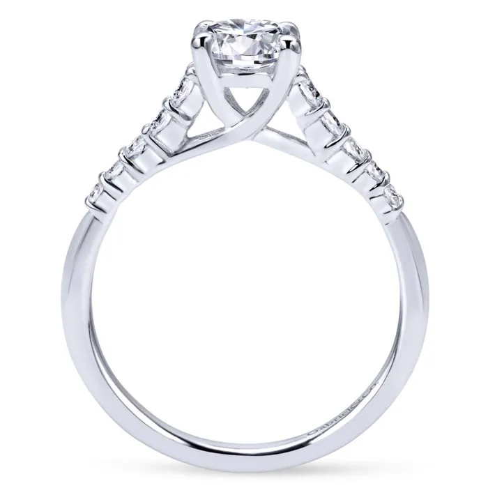 Gabriel Bridal Collection White Gold Diamond Accent Graduating Diamonds with Straight Shank Engagement Ring 026 ctw International Diamond Center Rings Gabriel Bridal Collection White Gold Diamond Accent Graduating Diamonds with Straight Shank Engagement Ring 026 ctw International Diamond Center Rings