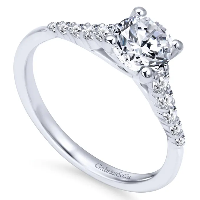 Gabriel Bridal Collection White Gold Diamond Accent Graduating Diamonds with Straight Shank Engagement Ring 026 ctw International Diamond Center Rings Gabriel Bridal Collection White Gold Diamond Accent Graduating Diamonds with Straight Shank Engagement Ring 026 ctw International Diamond Center Rings