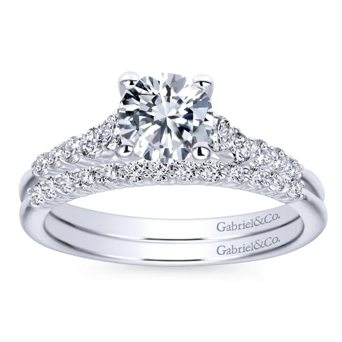 Gabriel Bridal Collection White Gold Diamond Accent Graduating Diamonds with Straight Shank Engagement Ring 026 ctw International Diamond Center Rings Gabriel Bridal Collection White Gold Diamond Accent Graduating Diamonds with Straight Shank Engagement Ring 026 ctw International Diamond Center Rings