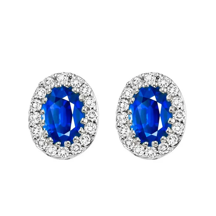 Gems One Earrings 14K White Gold Halo Prong Sapphire Earrings 15CT