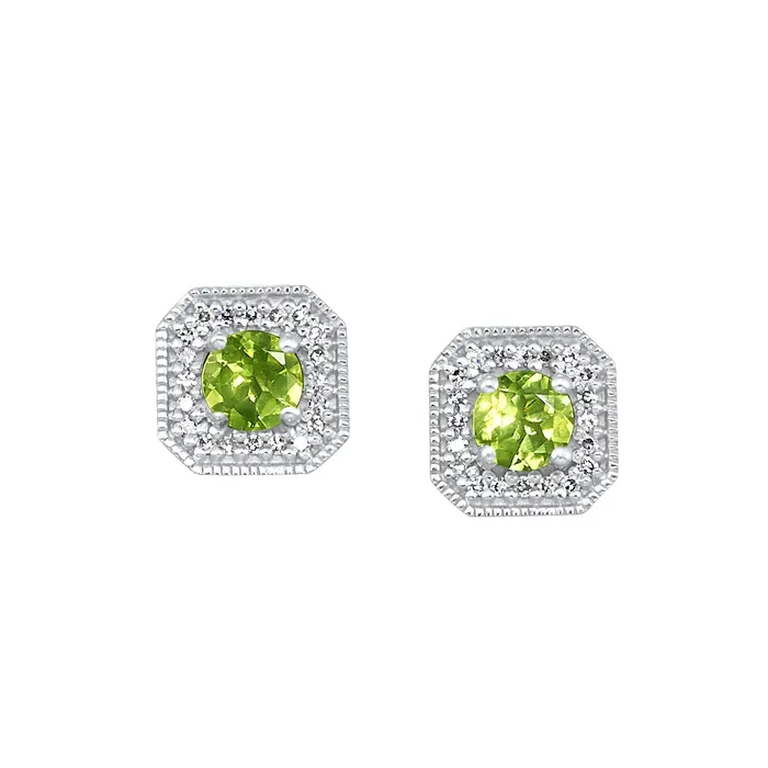 Gems One Earrings White Gold Diamond Peridot Fashion Colorstone Earring