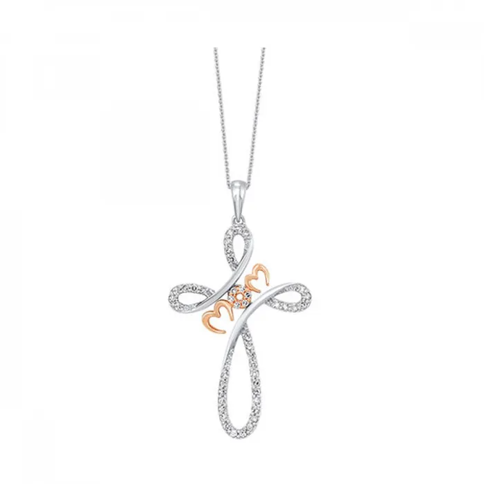 Gems One Rings Sterling Silver Two Tone Cross Mom Pendant