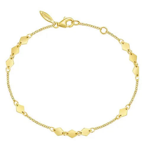 International Diamond Center Bracelets 14K Yellow Gold Chain Bracelet with Flat Rhombus Stations International Diamond Center Bracelets 14K Yellow Gold Chain Bracelet with Flat Rhombus Stations