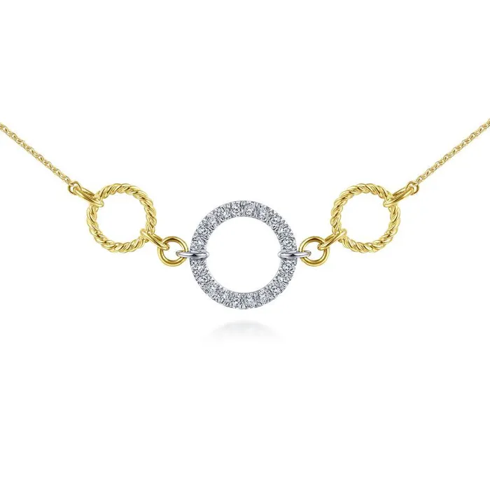 International Diamond Center Necklaces Gabriel Co Hampton White GoldYellow Gold Necklace 027 CTW International Diamond Center Necklaces Gabriel Co Hampton White GoldYellow Gold Necklace 027 CTW