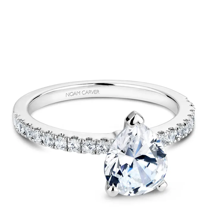 International Diamond Center Noam Carver White Gold Peg Head Semi Mount Diamond Solitaire Engagement Ring Setting Rings