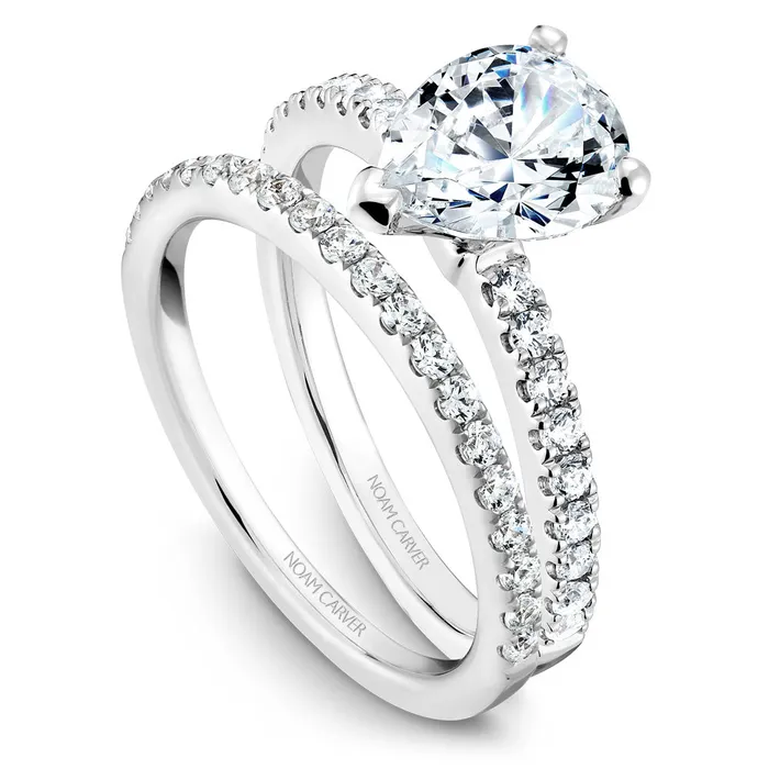 International Diamond Center Noam Carver White Gold Peg Head Semi Mount Diamond Solitaire Engagement Ring Setting Rings
