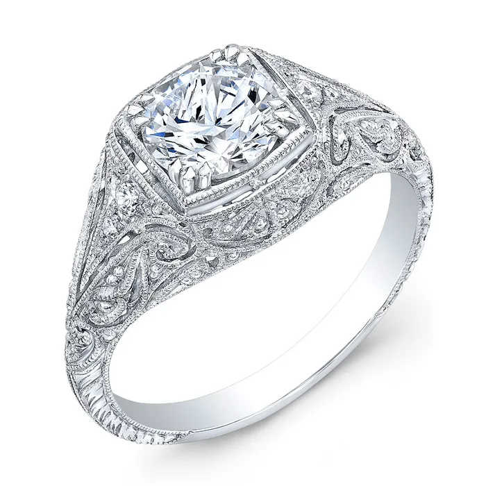International Diamond Center Rings Jolie Designs Round Diamond Vintage Engagement Ring 007 CTW International Diamond Center Rings Jolie Designs Round Diamond Vintage Engagement Ring 007 CTW