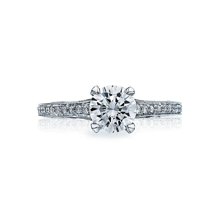 International Diamond Center Rings Tacori 18k White Gold Sculpted Crescent Round Diamond Engagement Ring Setting 01 CTW International Diamond Center Rings Tacori 18k White Gold Sculpted Crescent Round Diamond Engagement Ring Setting 01 CTW