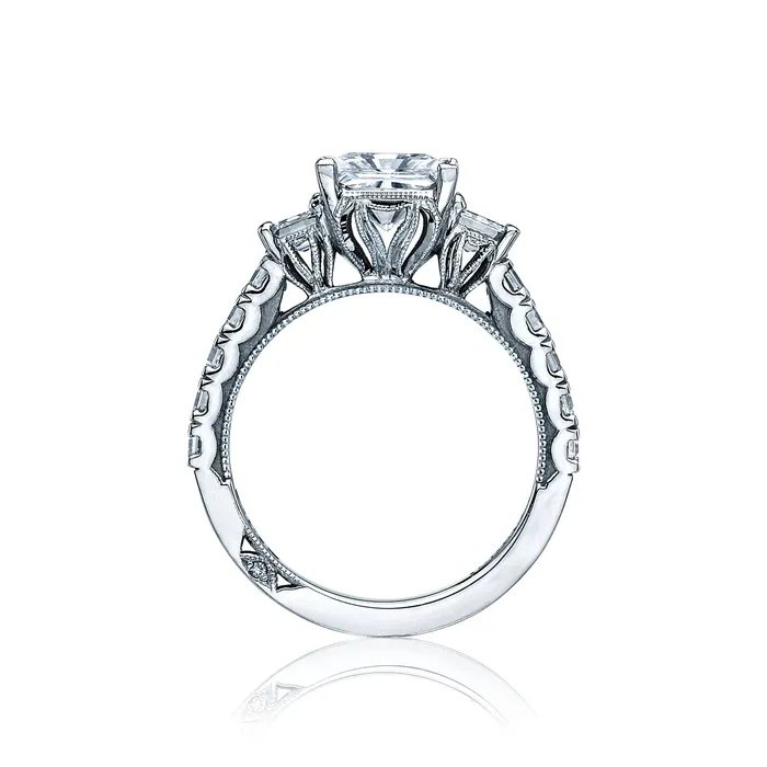 International Diamond Center Tacori 18k White Gold Clean Crescent Princess Diamond Engagement Ring Setting 117 CTW Rings International Diamond Center Tacori 18k White Gold Clean Crescent Princess Diamond Engagement Ring Setting 117 CTW Rings