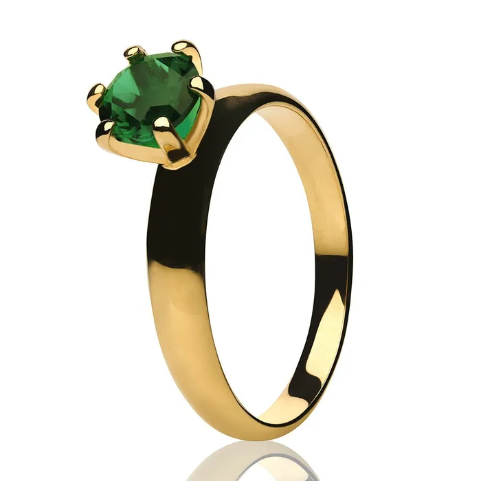 Ladies CZ Wedding Ring Solitaire Wedding Ring Yellow Gold Solitaire Ring Emerald Ring Clean Casting Jewelry Rings