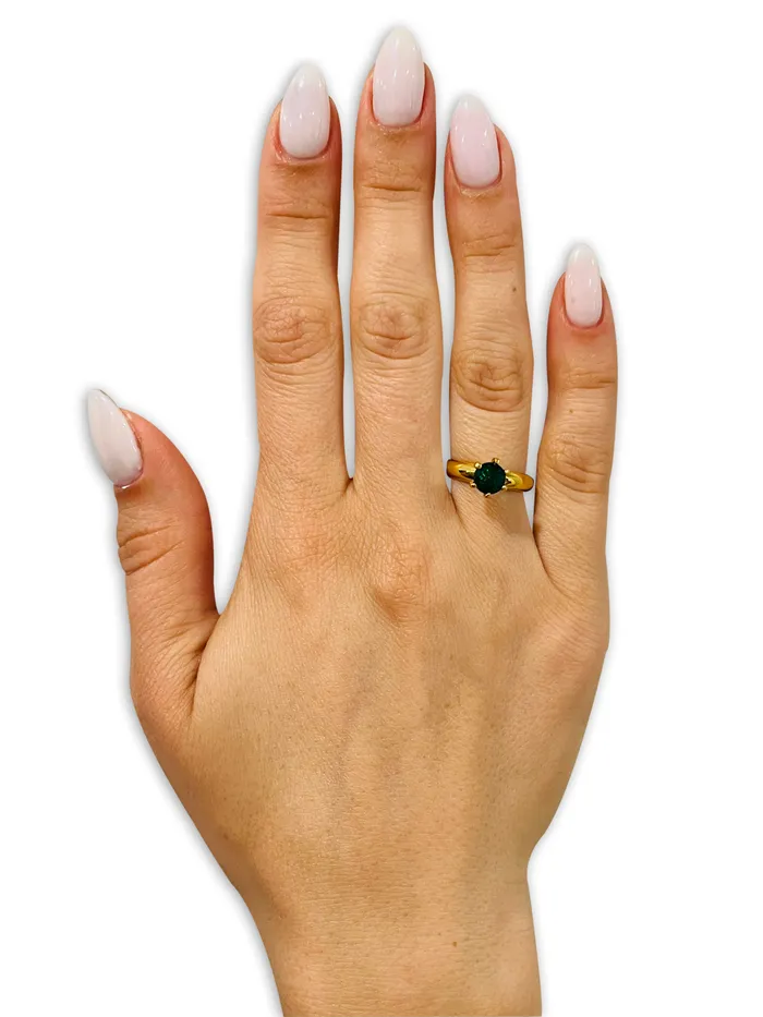 Ladies CZ Wedding Ring Solitaire Wedding Ring Yellow Gold Solitaire Ring Emerald Ring Clean Casting Jewelry Rings