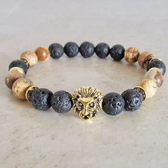 Lava Stone and Picture Jasper Bracelet Magic Crystals Bracelets