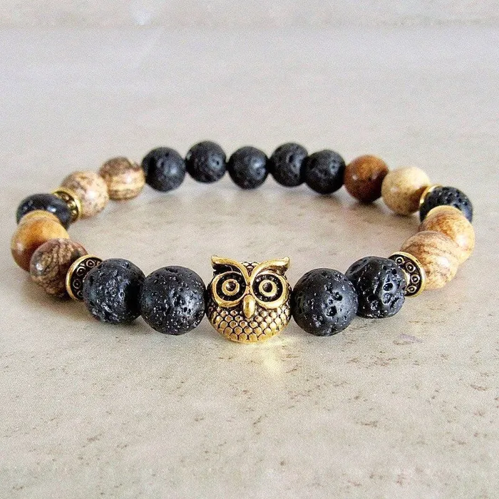 Lava Stone and Picture Jasper Bracelet Magic Crystals Bracelets