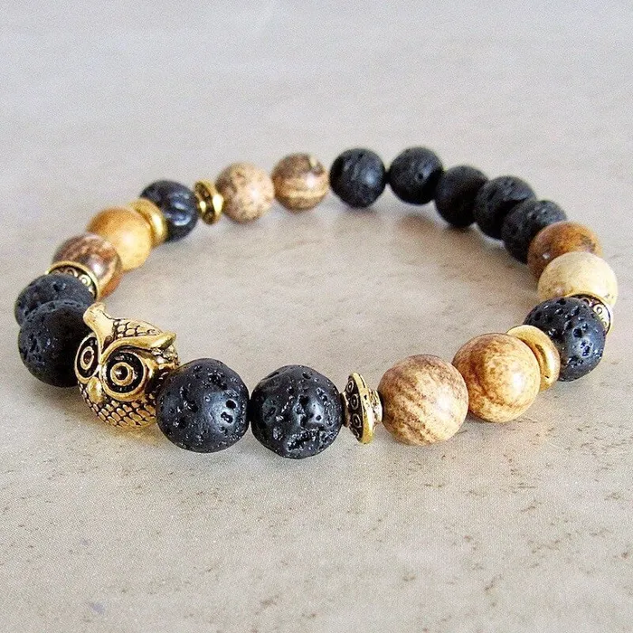Lava Stone and Picture Jasper Bracelet Magic Crystals Bracelets