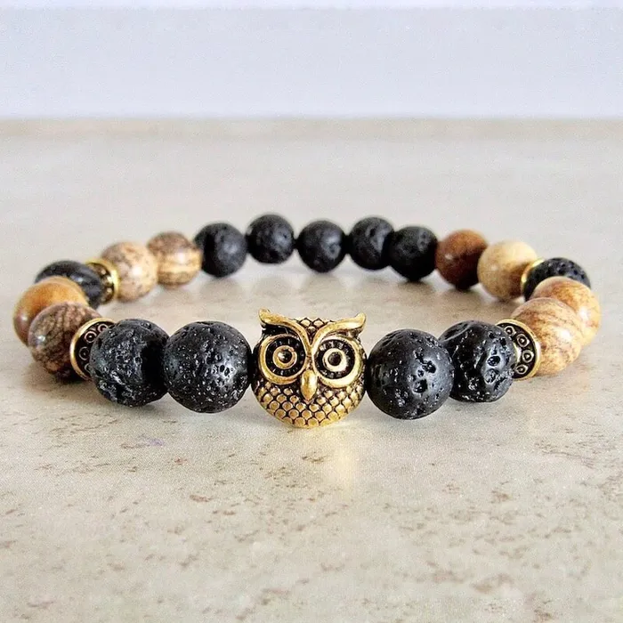 Lava Stone and Picture Jasper Bracelet Magic Crystals Bracelets