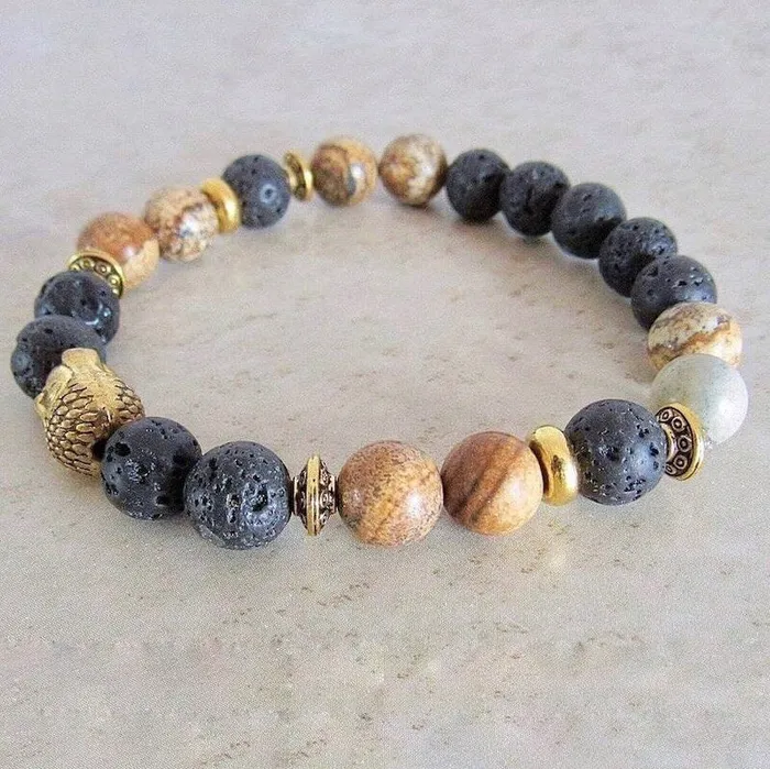 Lava Stone and Picture Jasper Bracelet Magic Crystals Bracelets