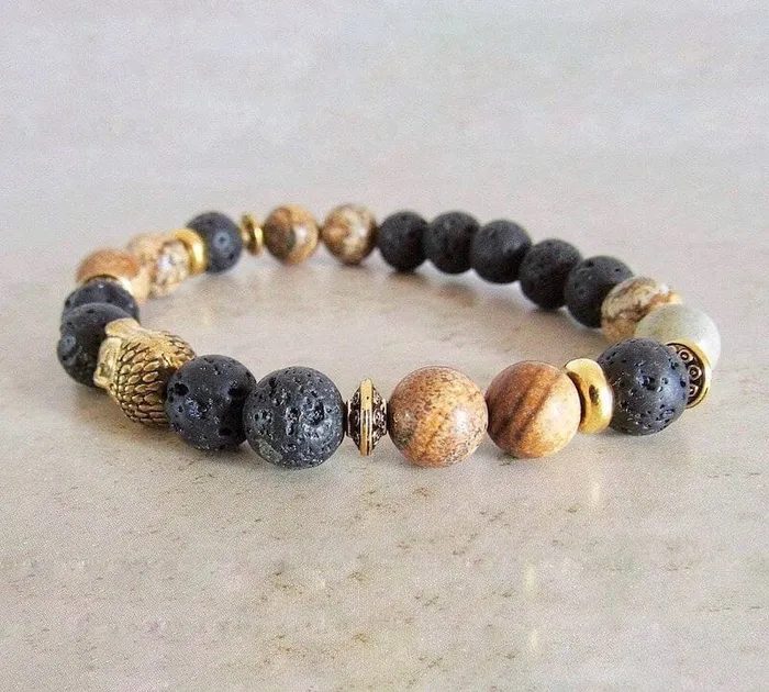 Lava Stone and Picture Jasper Bracelet Magic Crystals Bracelets