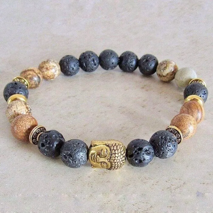 Lava Stone and Picture Jasper Bracelet Magic Crystals Bracelets