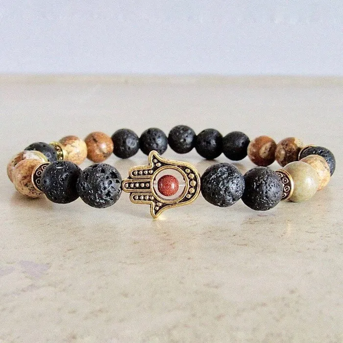 Lava Stone and Picture Jasper Bracelet Magic Crystals Bracelets