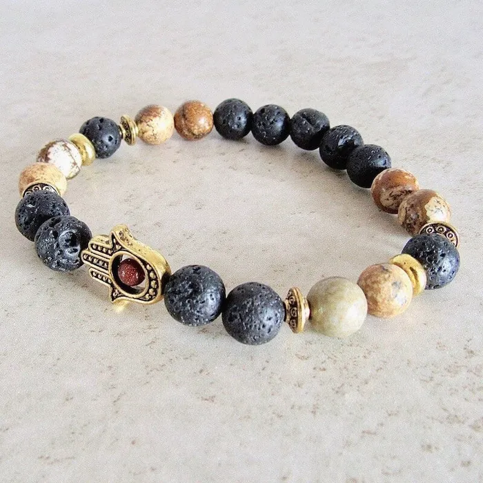 Lava Stone and Picture Jasper Bracelet Magic Crystals Bracelets