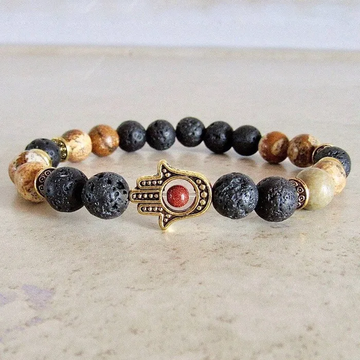 Lava Stone and Picture Jasper Bracelet Magic Crystals Bracelets