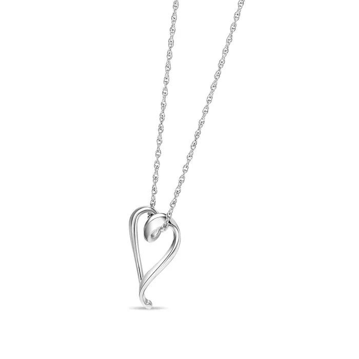 Locking Sterling Silver Fine Rope Chain Necklace with Sliding Heart Pendant Eternity Necklaces
