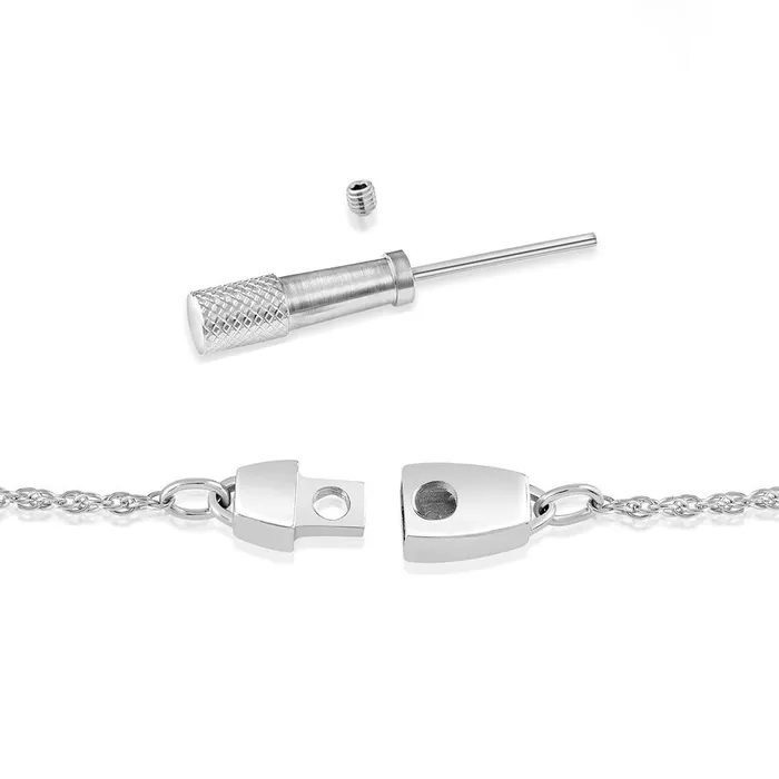 Locking Sterling Silver Fine Rope Chain Necklace with Sliding Heart Pendant Eternity Necklaces