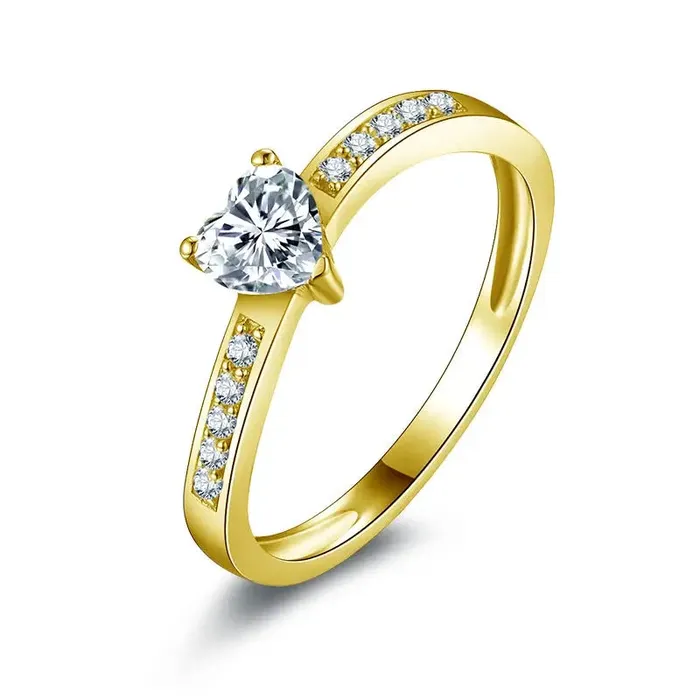 Luxus Moissanite Rings 10k Yellow Gold Solitaire Heart Moissanite Ring 05 ct Luxus Moissanite Rings 10k Yellow Gold Solitaire Heart Moissanite Ring 05 ct