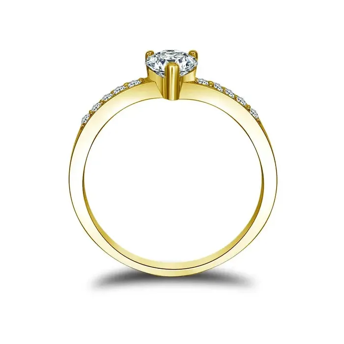 Luxus Moissanite Rings 10k Yellow Gold Solitaire Heart Moissanite Ring 05 ct