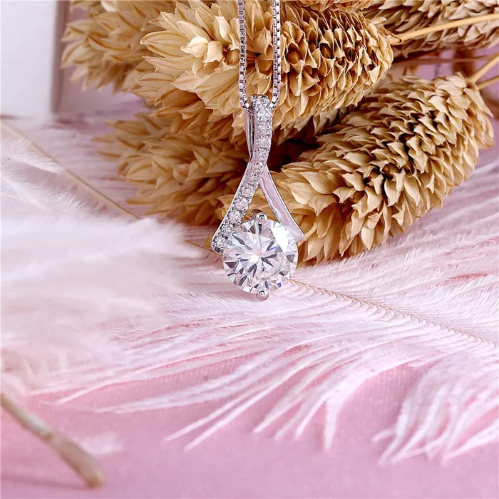 Luxus Moissanite Rings Jewelry Necklaces 14k White Gold Moissanite Necklace Pendant 164ctw