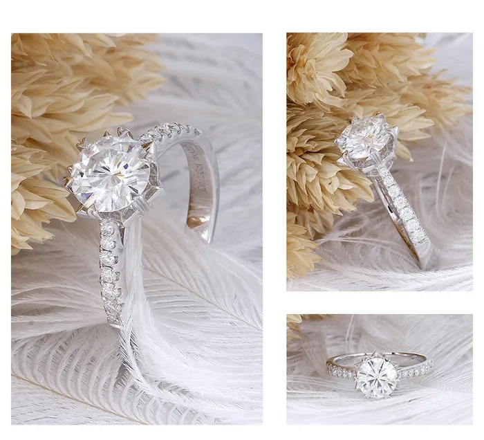 Luxus Moissanite Rings Jewelry Rings Classy Engagement Ring 14k White Gold Moissanite Ring 1ct Center Stone
