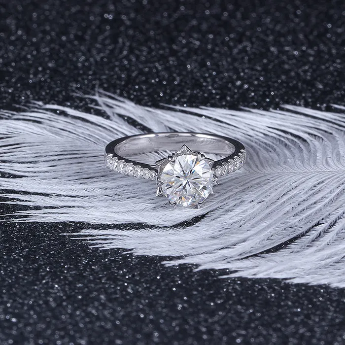 Luxus Moissanite Rings Jewelry Rings Classy Engagement Ring 14k White Gold Moissanite Ring 1ct Center Stone