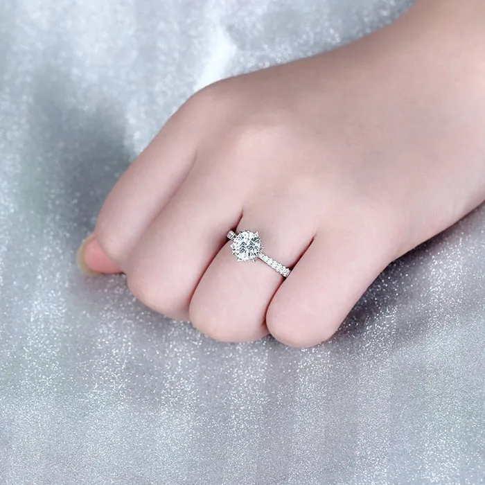 Luxus Moissanite Rings Jewelry Rings Classy Engagement Ring 14k White Gold Moissanite Ring 1ct Center Stone