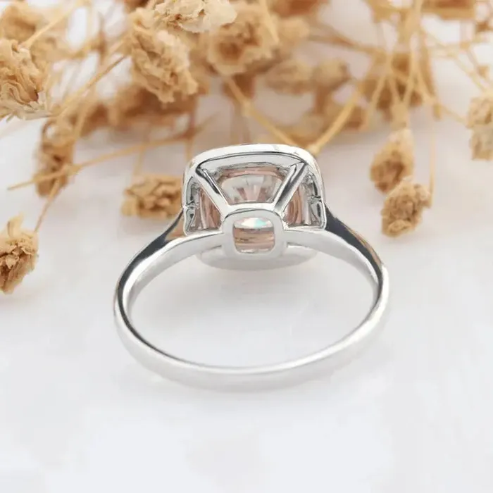 Luxus Moissanite Rings Silver or Gold Two Tone Double Halo Engagement Ring 2ct