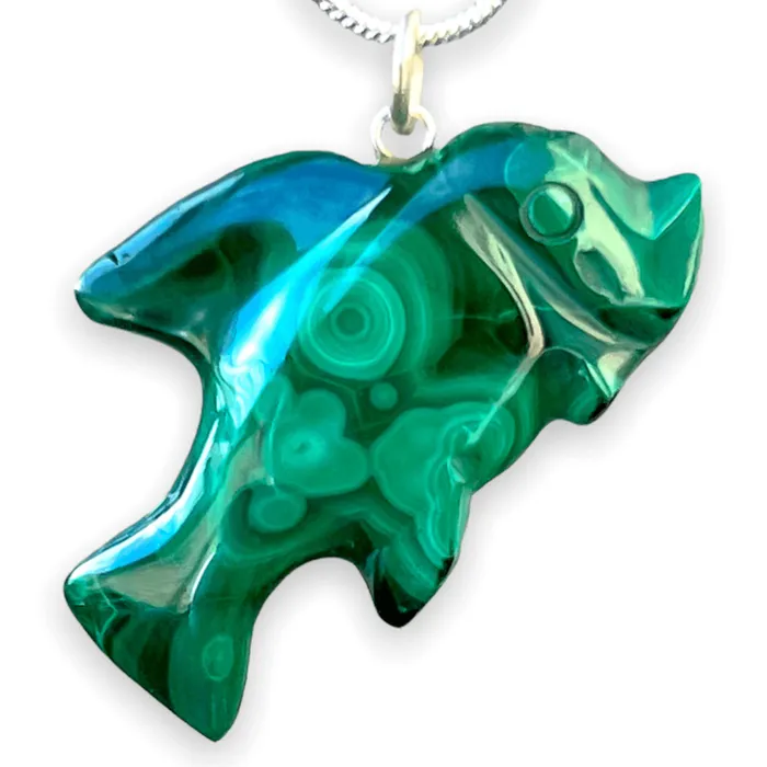 Magic Crystals Necklaces Genuine Malachite Fish Necklace