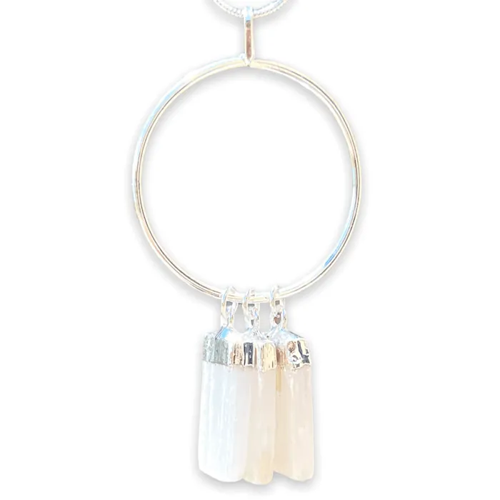 Magic Crystals Necklaces Triple Selenite Pendant Necklace