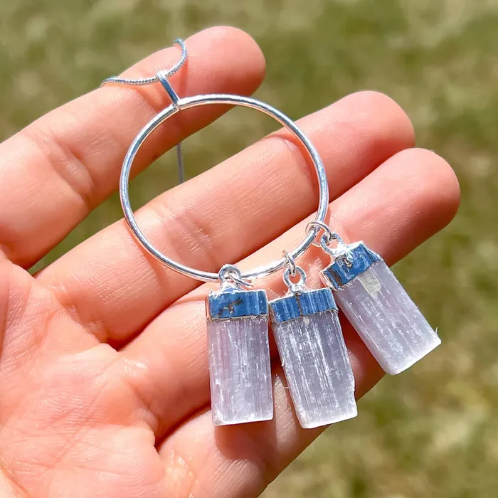 Magic Crystals Necklaces Triple Selenite Pendant Necklace