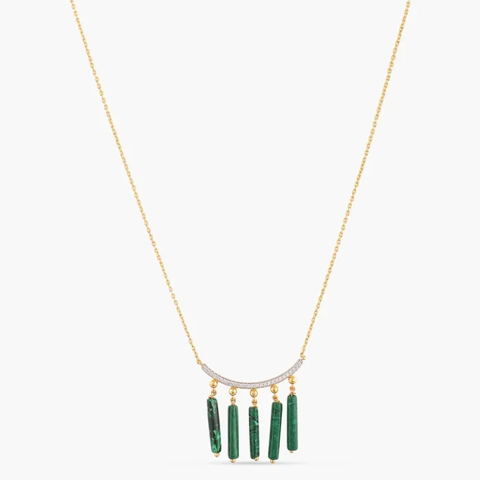 Malachite Line Charm Silver Necklace SILVER Necklaces